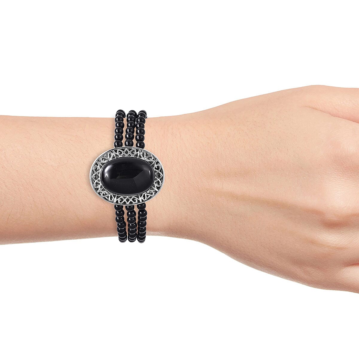 Lapis Lazuli Bracelet (Size 7.5) with Magnetic Clip in Stainless Steel 70.00 Ct.