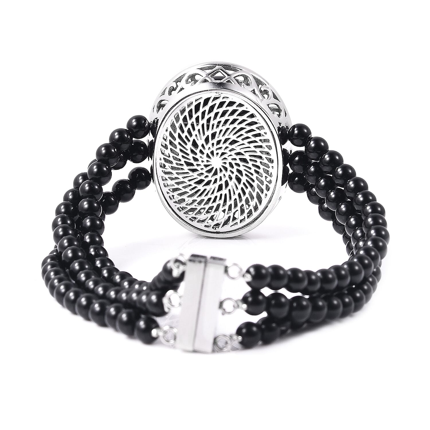 Lapis Lazuli Bracelet (Size 7.5) with Magnetic Clip in Stainless Steel 70.00 Ct.