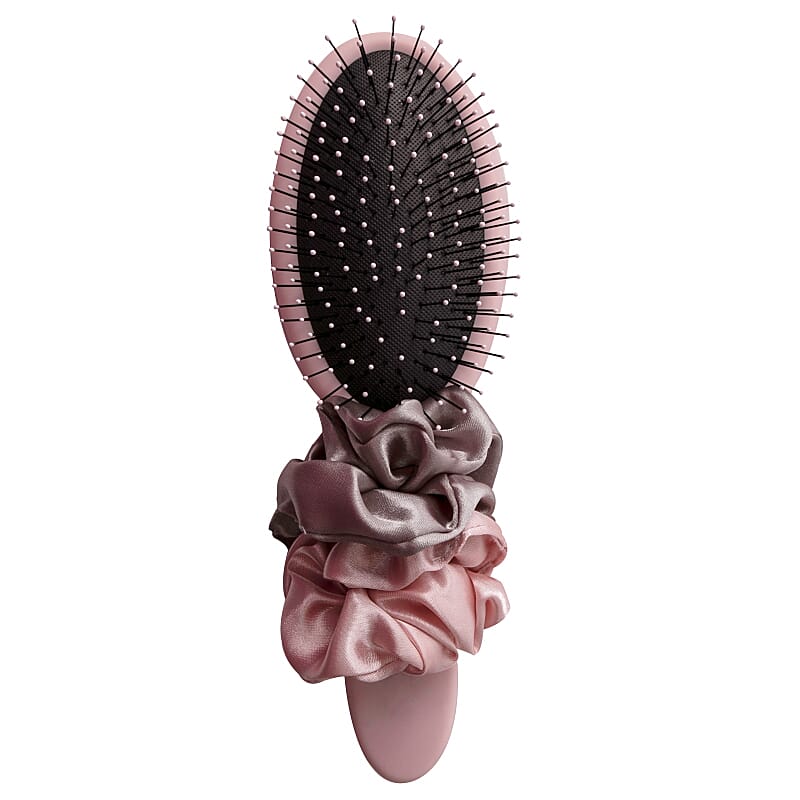 Danielle: Detangler Brush & Scrunchie Set - Pink and Grey
