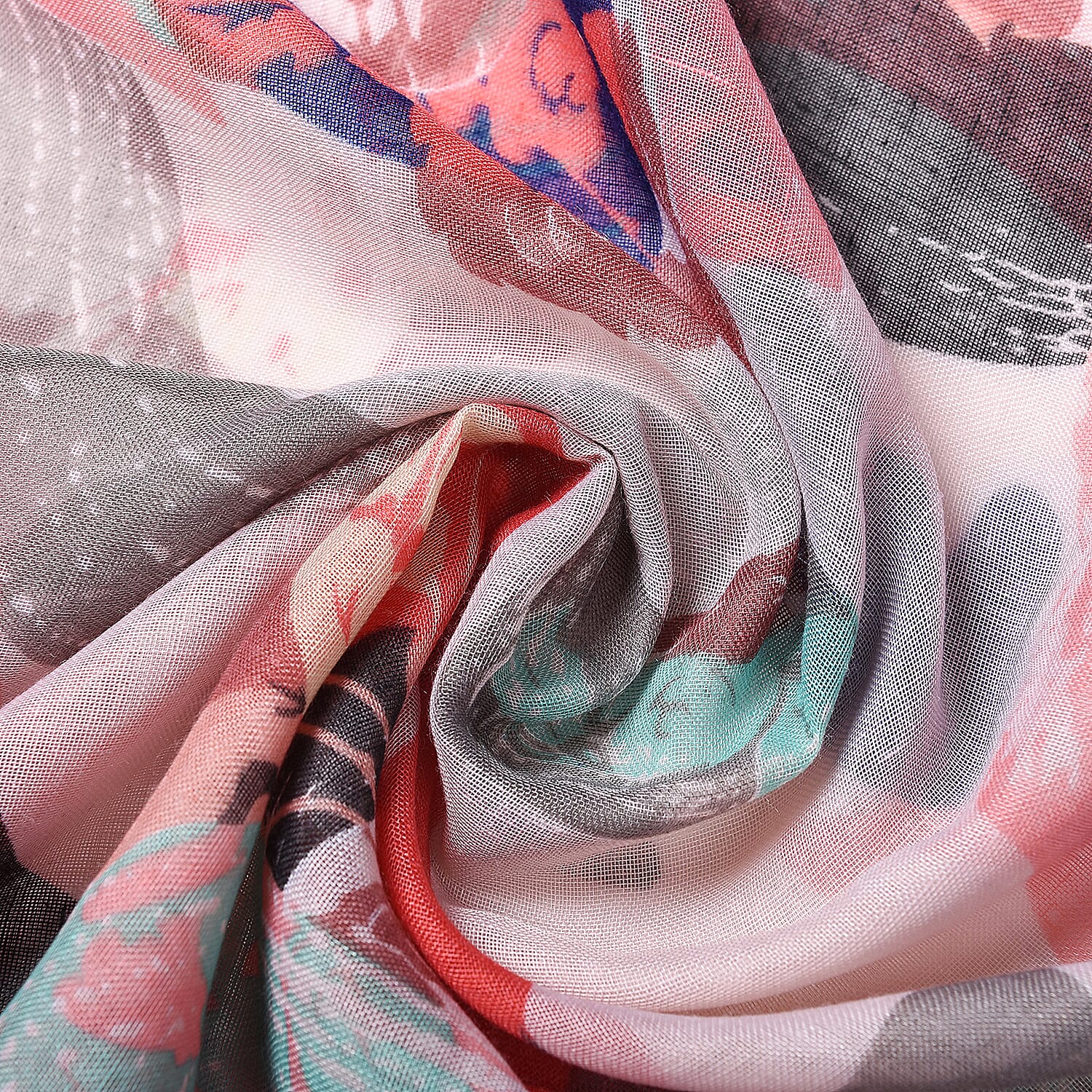 Pink, Black and Multi Colour C Pattern Scarf (Size 90x180 Cm)