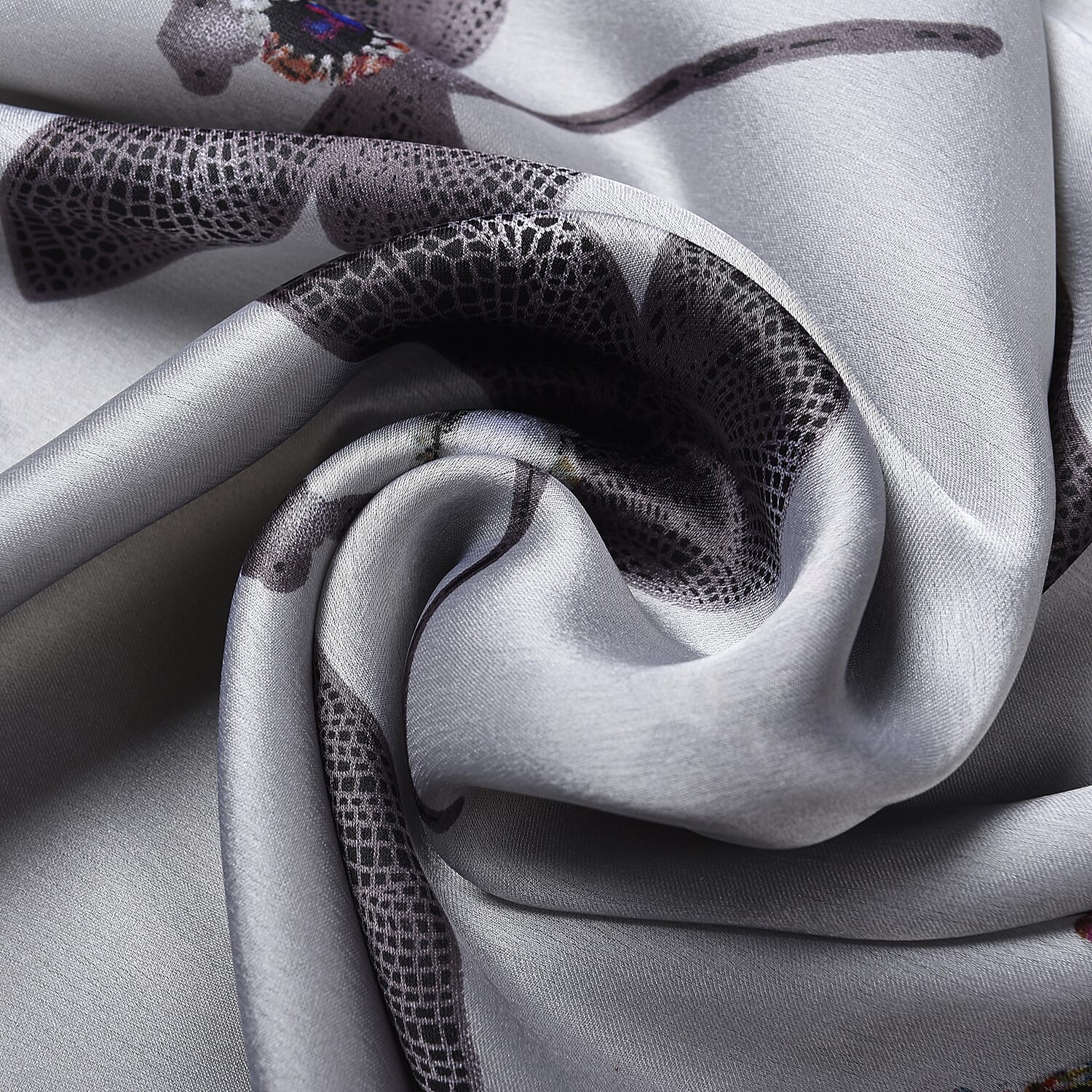 Grey Colour Gems and Dragonfly Pattern Scarf (Size 90x180 Cm)