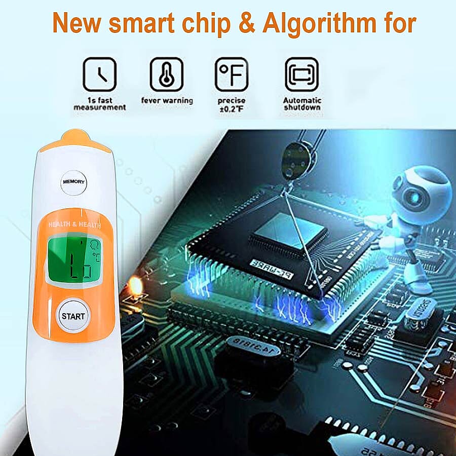 Handheld Digital Forehead Infrared Thermometer with Fever Alarm System (Size 15.7x4x3.45 Cm) (Measurement Range: 32 - 42.9 Degrees Celsius)