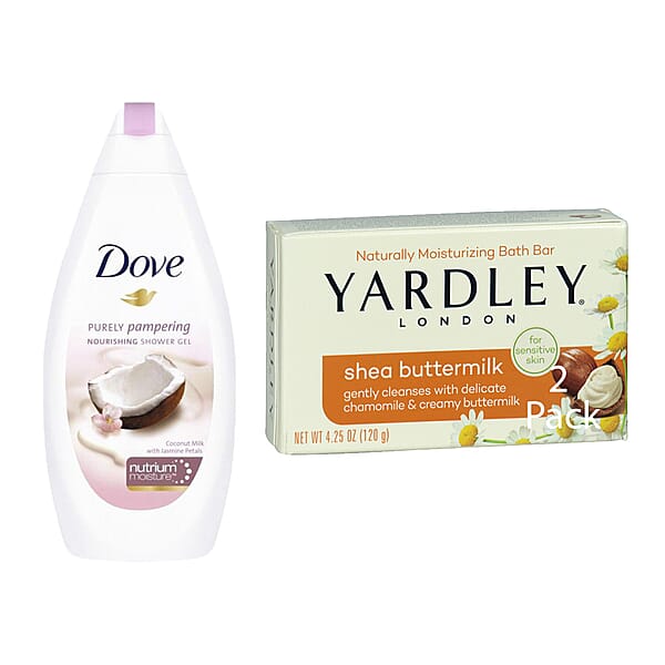 Dove Coconut Milk & Jasmine Body Wash 500ml & Yardley Shea Buttermilk