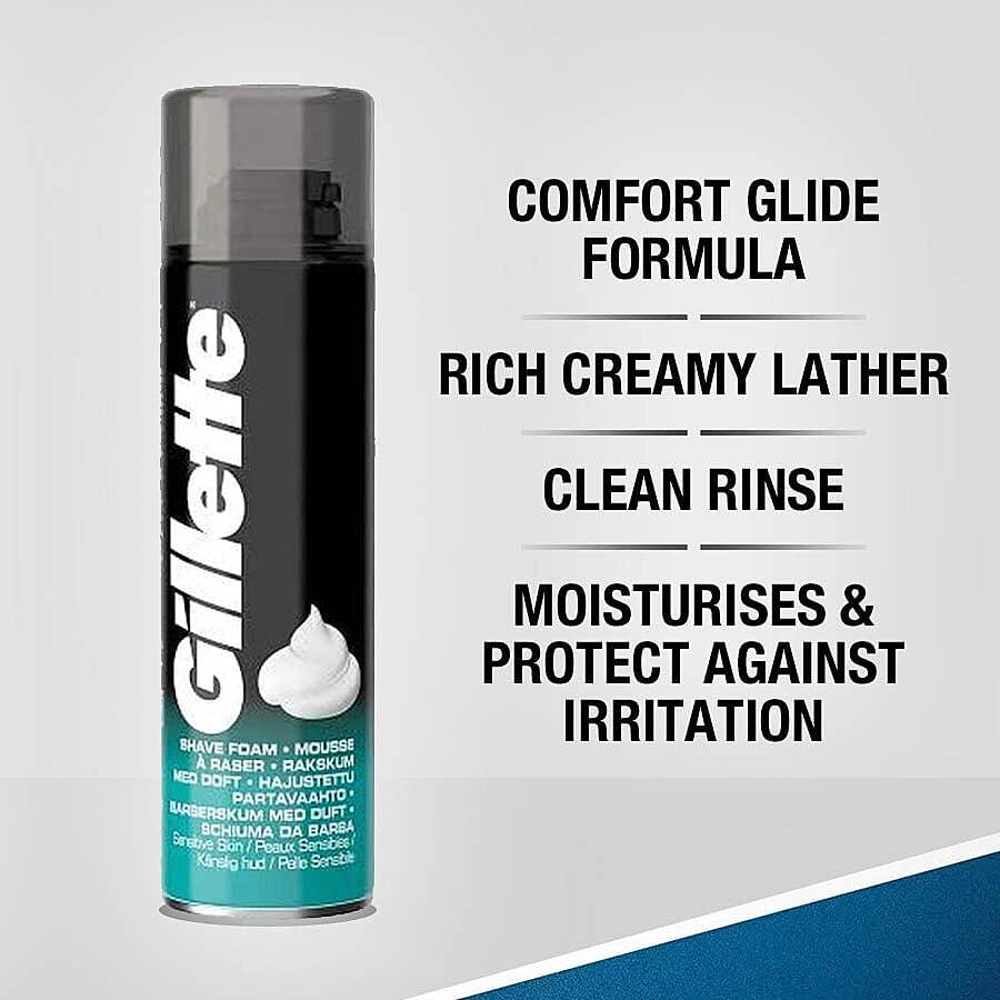 2 Piece Set - Gillette: Blue II Disposable Razors 5s & Sensitive Shaving Foam - 200ml