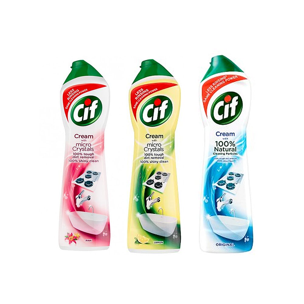 CIF: Original Cream - 500ml, Lemon Cream - 500ml & Pink Flowers Cream - 500ml (Set of 3)