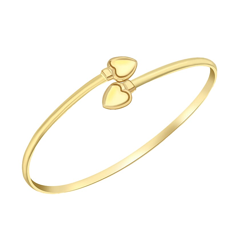 9K Yellow Gold Heart Flexible Bangle (Size 7), Gold wt 3.45 Gms