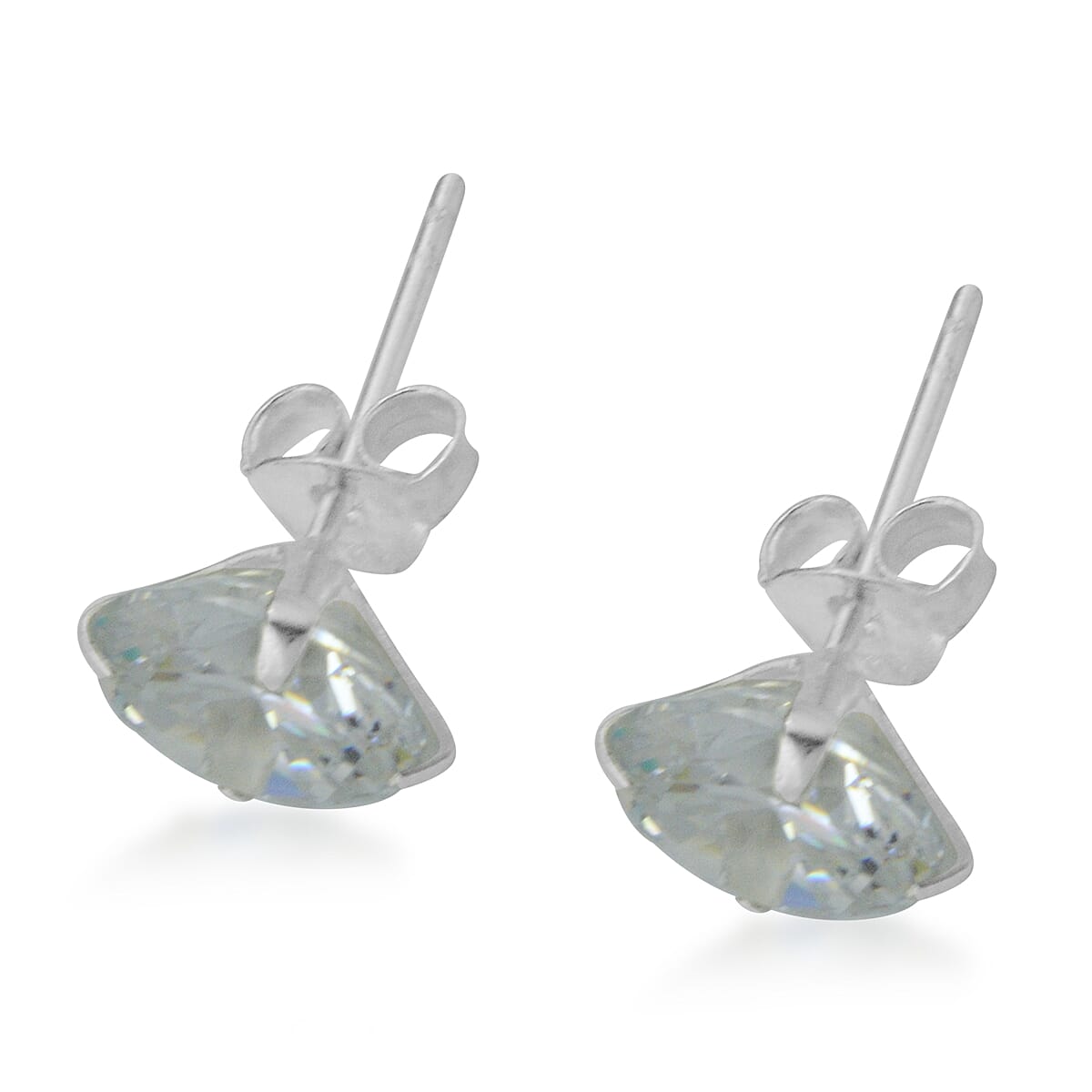 3 Piece Suite -  ELANZA Cubic Zirconia  (Rnd 8mm) Earrings and Pendant with Sterling Silver Snake Necklace