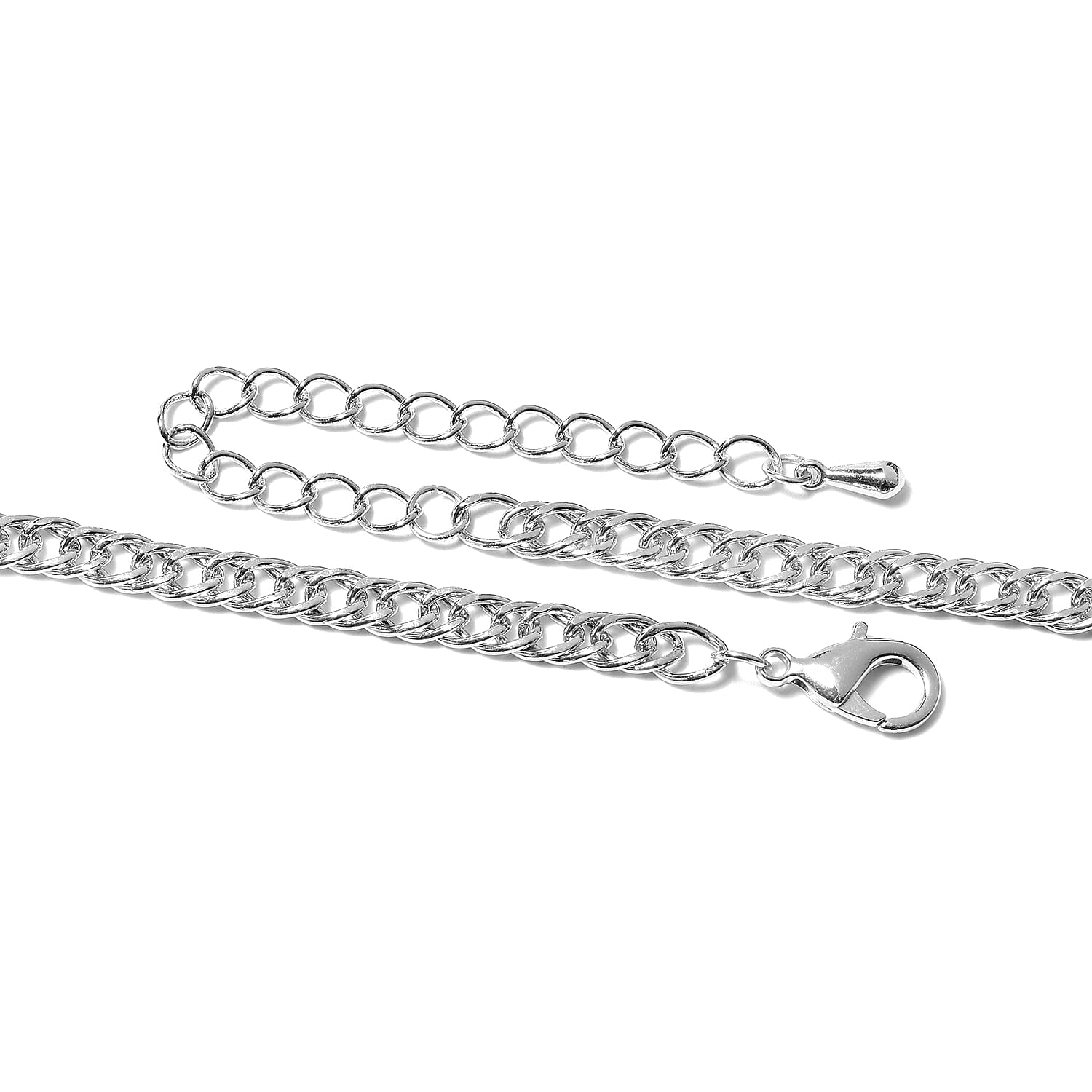 Simulated Aquamarine, Blue Austrian Crystal and Simulated Mystic White Crystal Necklace (Size 23 with Extender) in Silver Tone