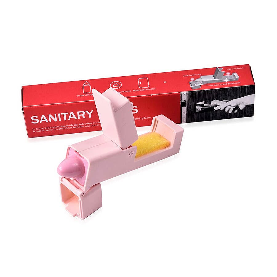 Portable Zero Contact Sanitary Tools for Opening Doors,  Pressing Elevator Button and Empty Storage Bottles (Size 11.5x2.5x3 Cm) - Pink