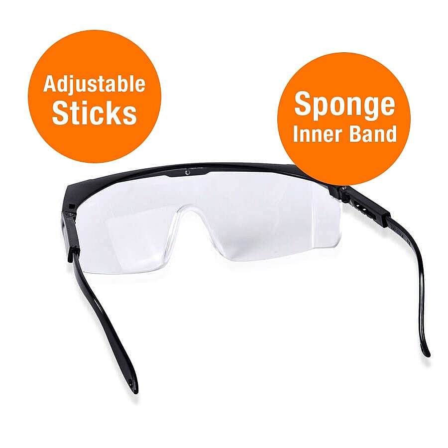 Multi-Purpose Protective Glasses with Antifog Clear Lens and Black Frame