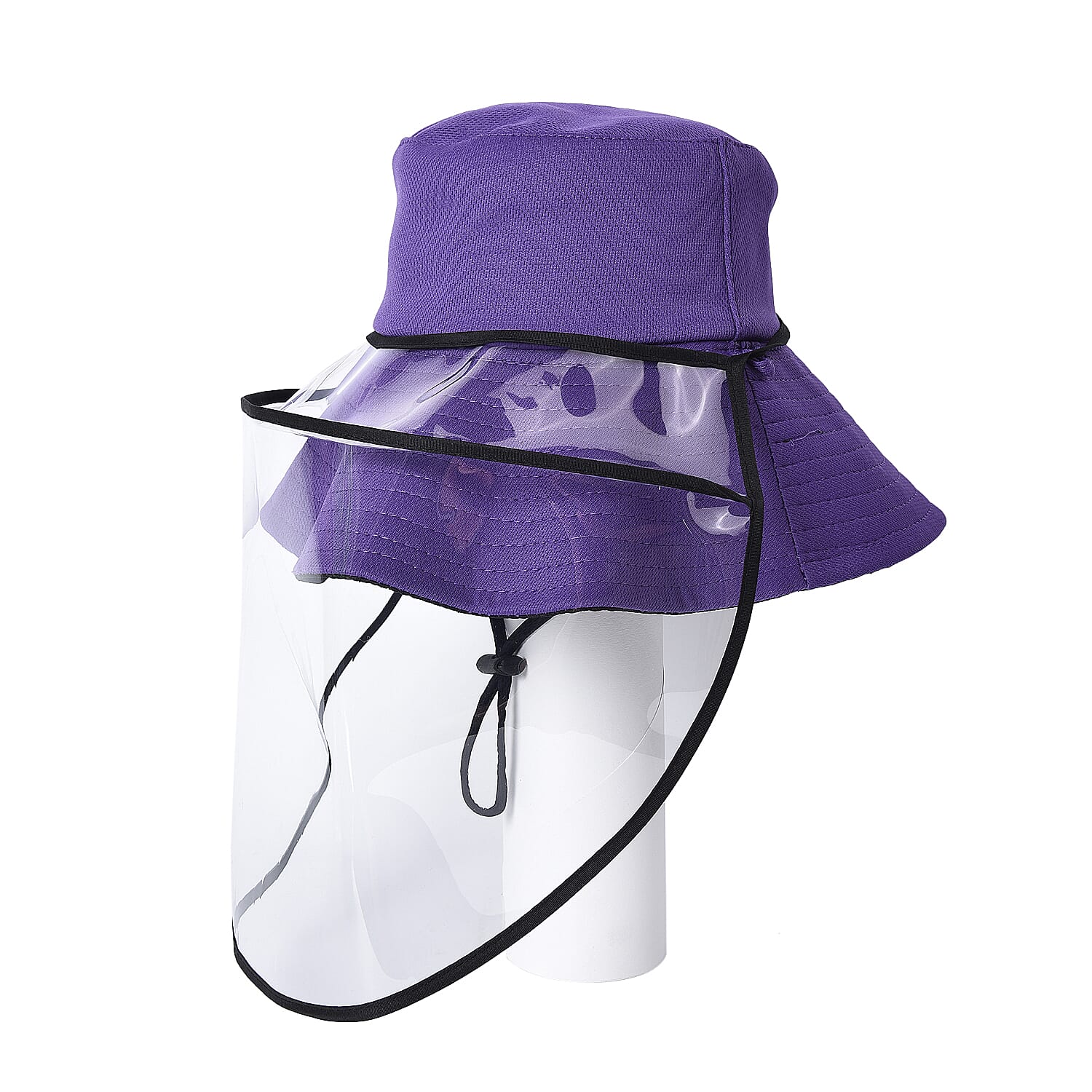 Bucket Protection Hat with Detachable Safety Protective Face Eye Shield Screen (Perimeter: 57Cm) - Purple and Black