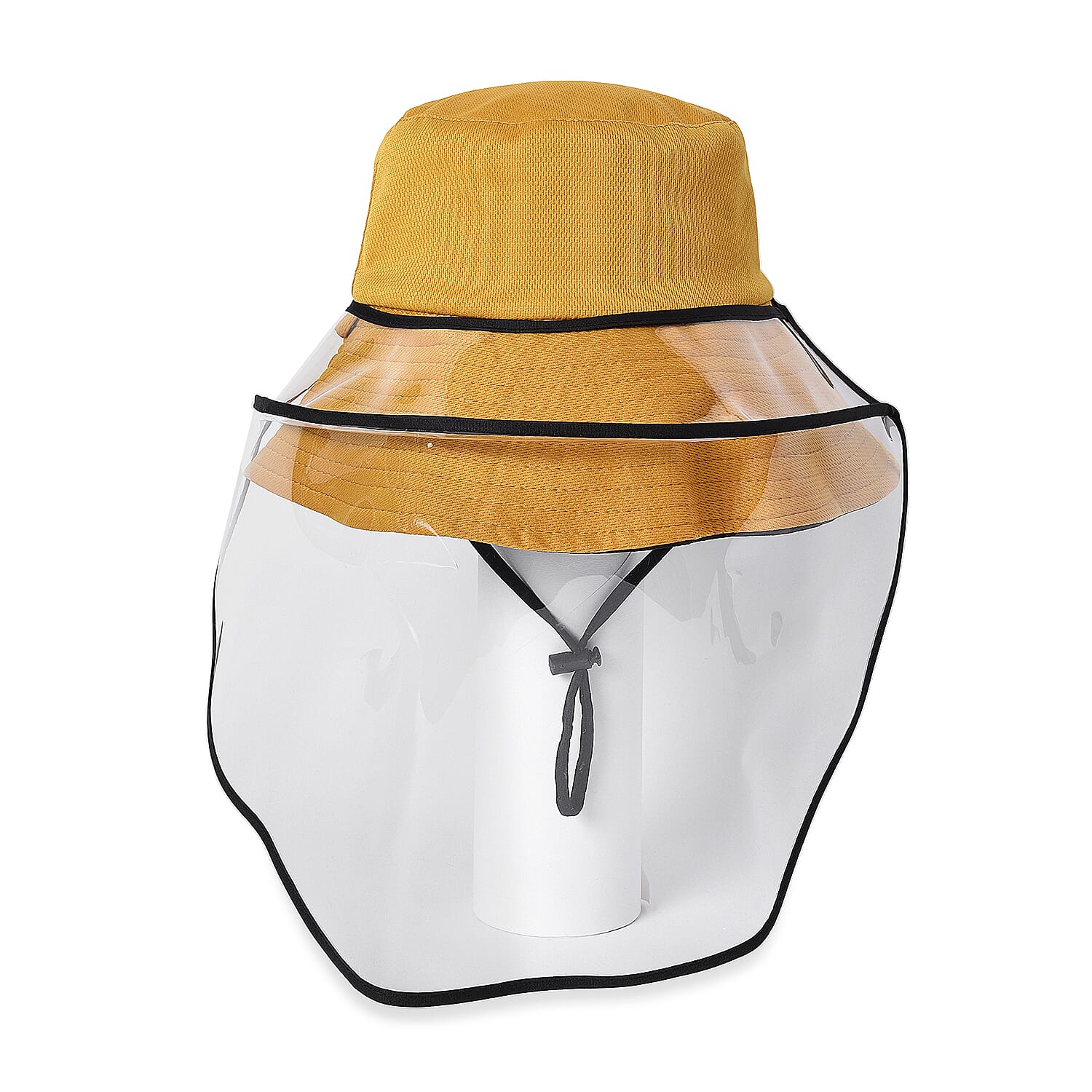 Bucket Protection Hat with Detachable Safety Protective Face Eye Shield Screen (Perimeter: 57Cm) - Yellow and Black