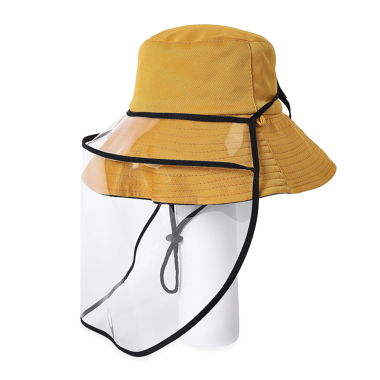 Bucket Protection Hat with Detachable Safety Protective Face Eye Shield Screen (Perimeter: 57Cm) - Yellow and Black