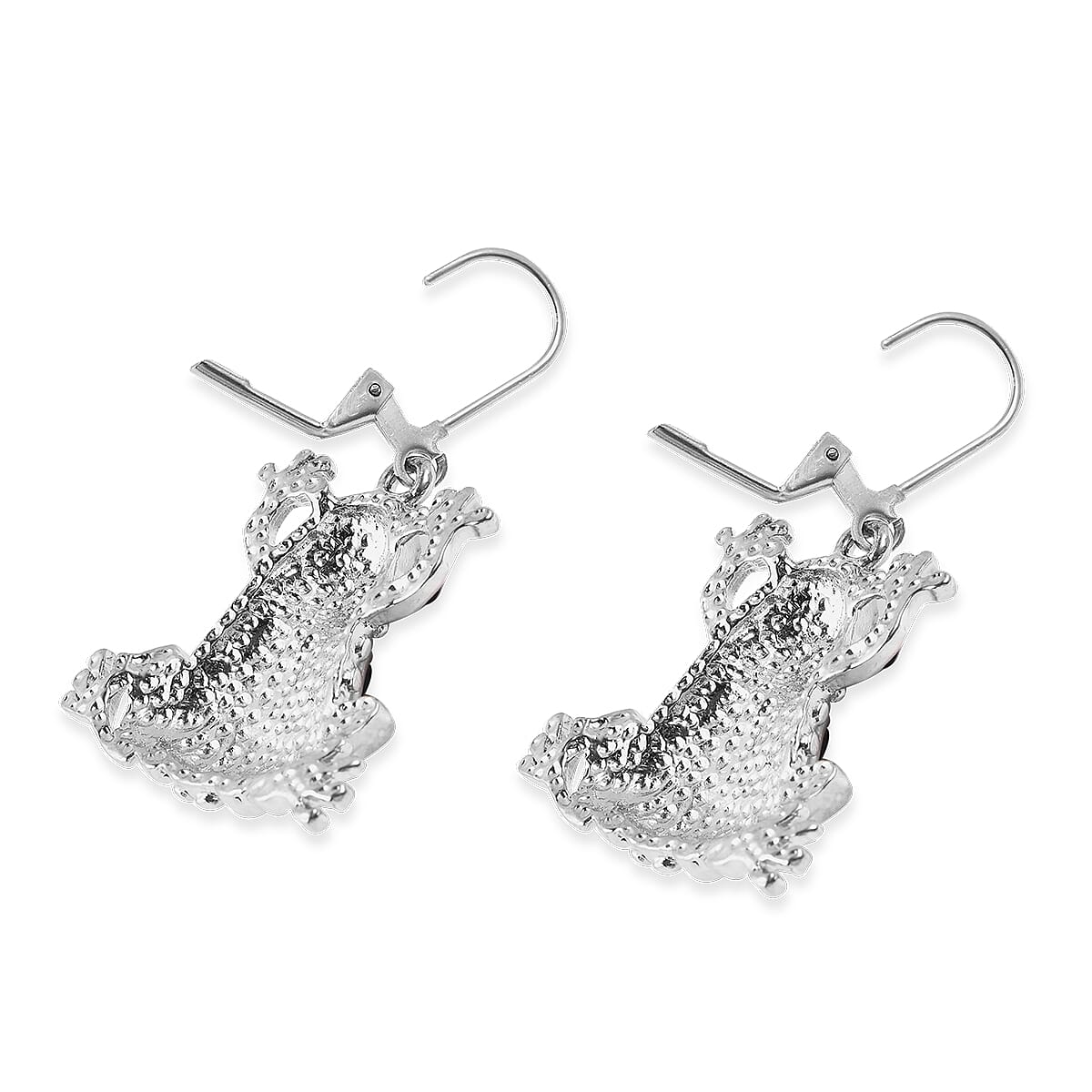 Abalone Shell and Black Austrian Crystal Frog Earrings in Stainless Steel