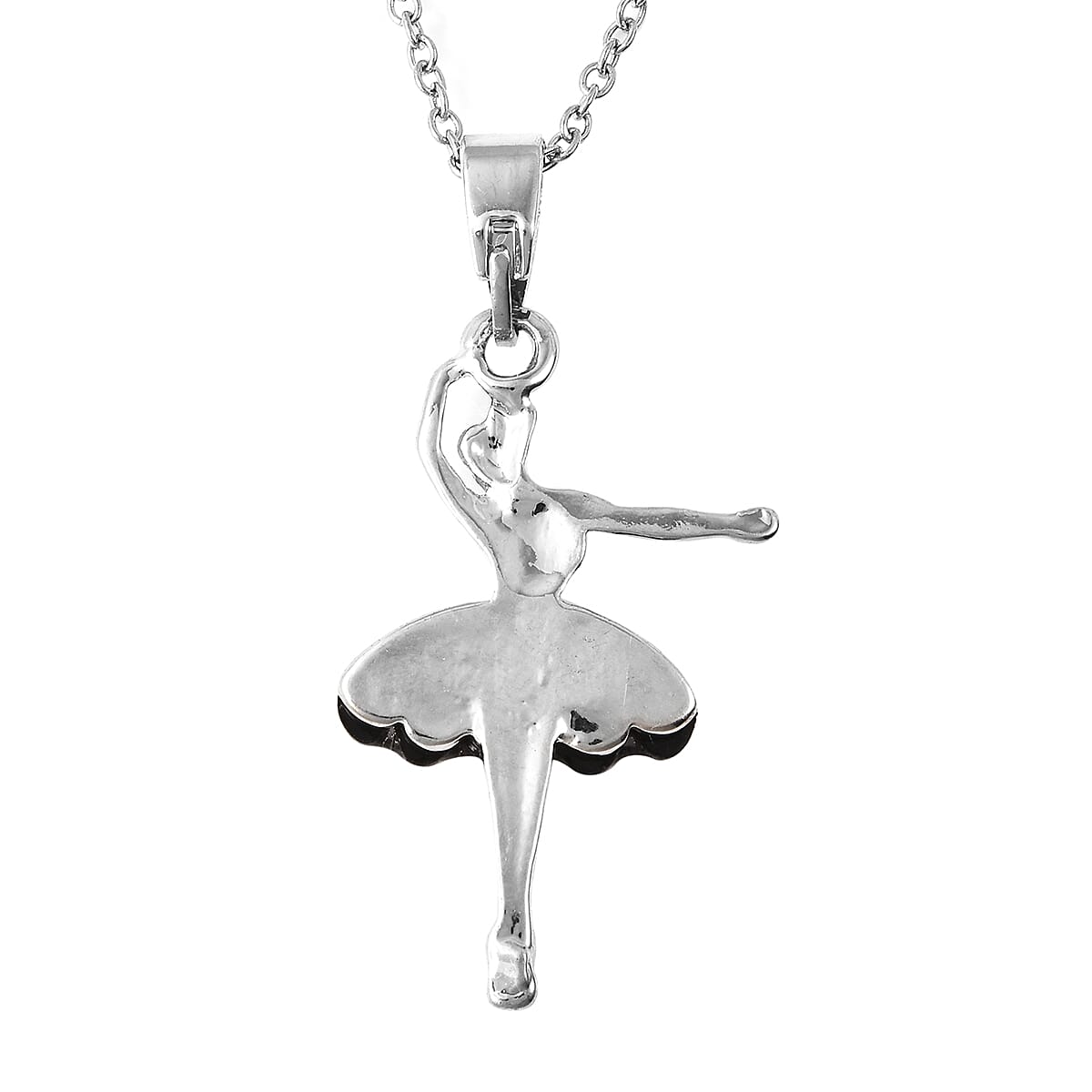 Abalone Shell Ballerina Pendant with Chain in Stainless Steel