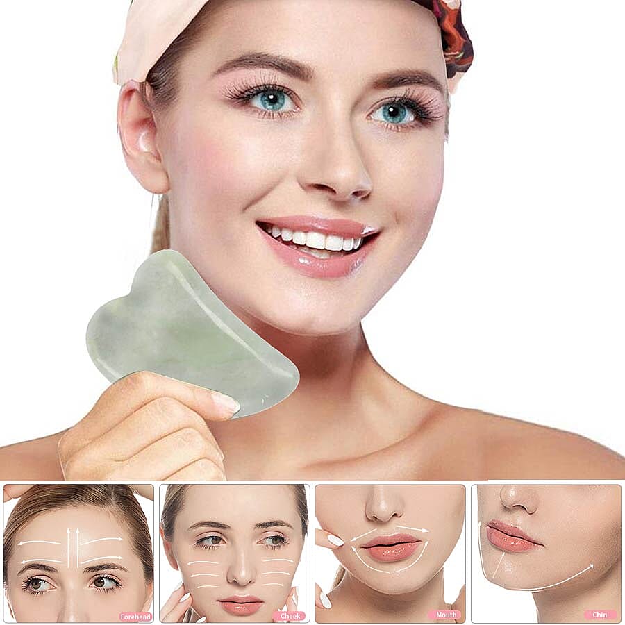 Green Jade Gua Sha (Scraping Plate) in Gift Box