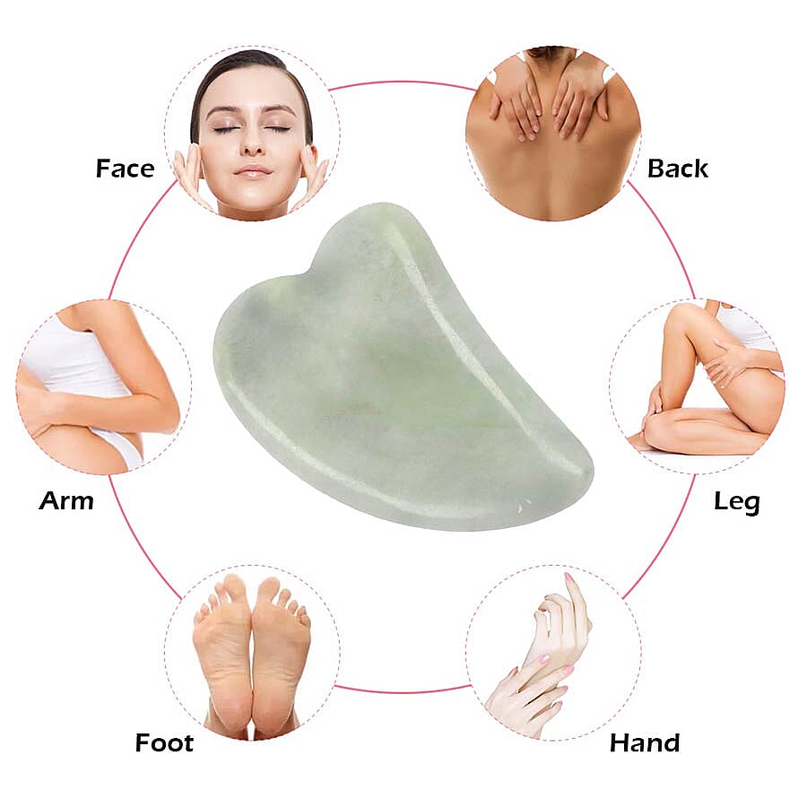 Green Jade Gua Sha (Scraping Plate) in Gift Box