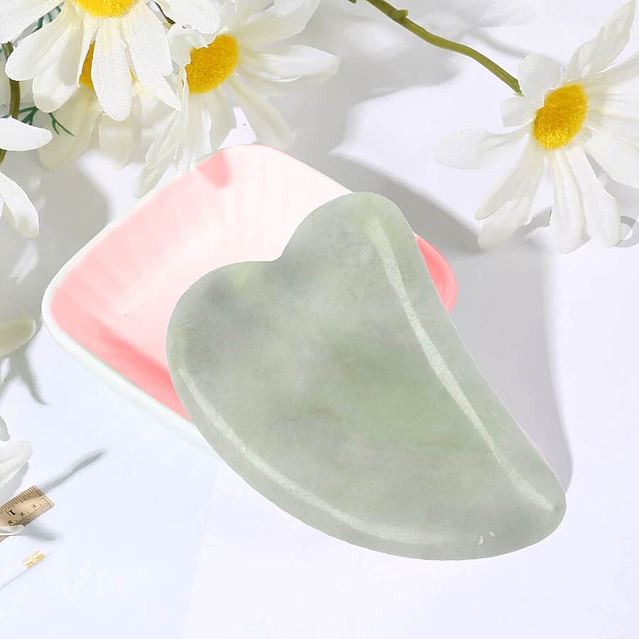 Green Jade Gua Sha (Scraping Plate) in Gift Box