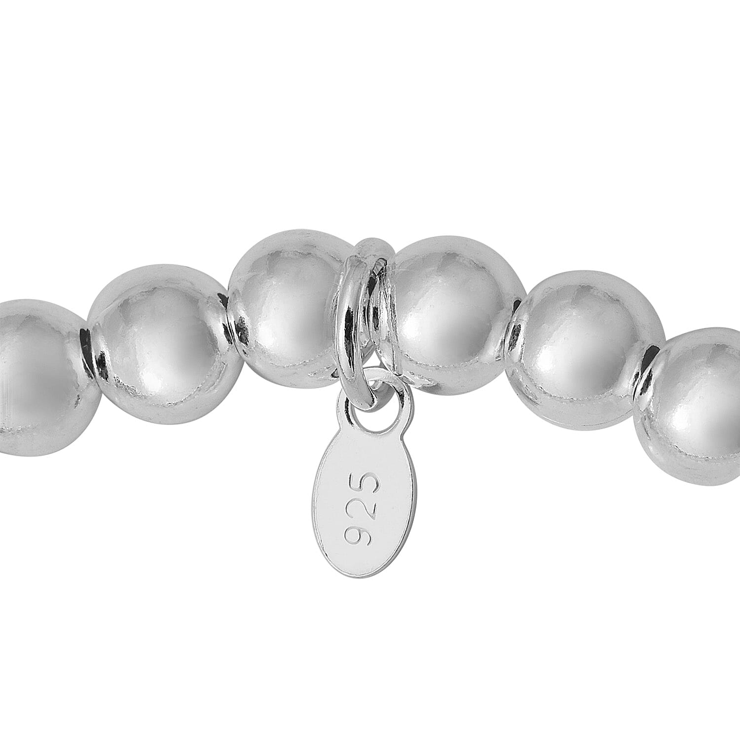 Sterling Silver Stretchable Ball Bead Bracelet (Size 7) with Charm, Silver wt 14.85 Gms