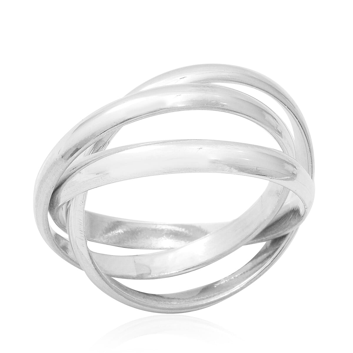 Limited Edition- Designer Inspired Sterling Silver Trinity Band Ring, Silver wt 5.65 Gms