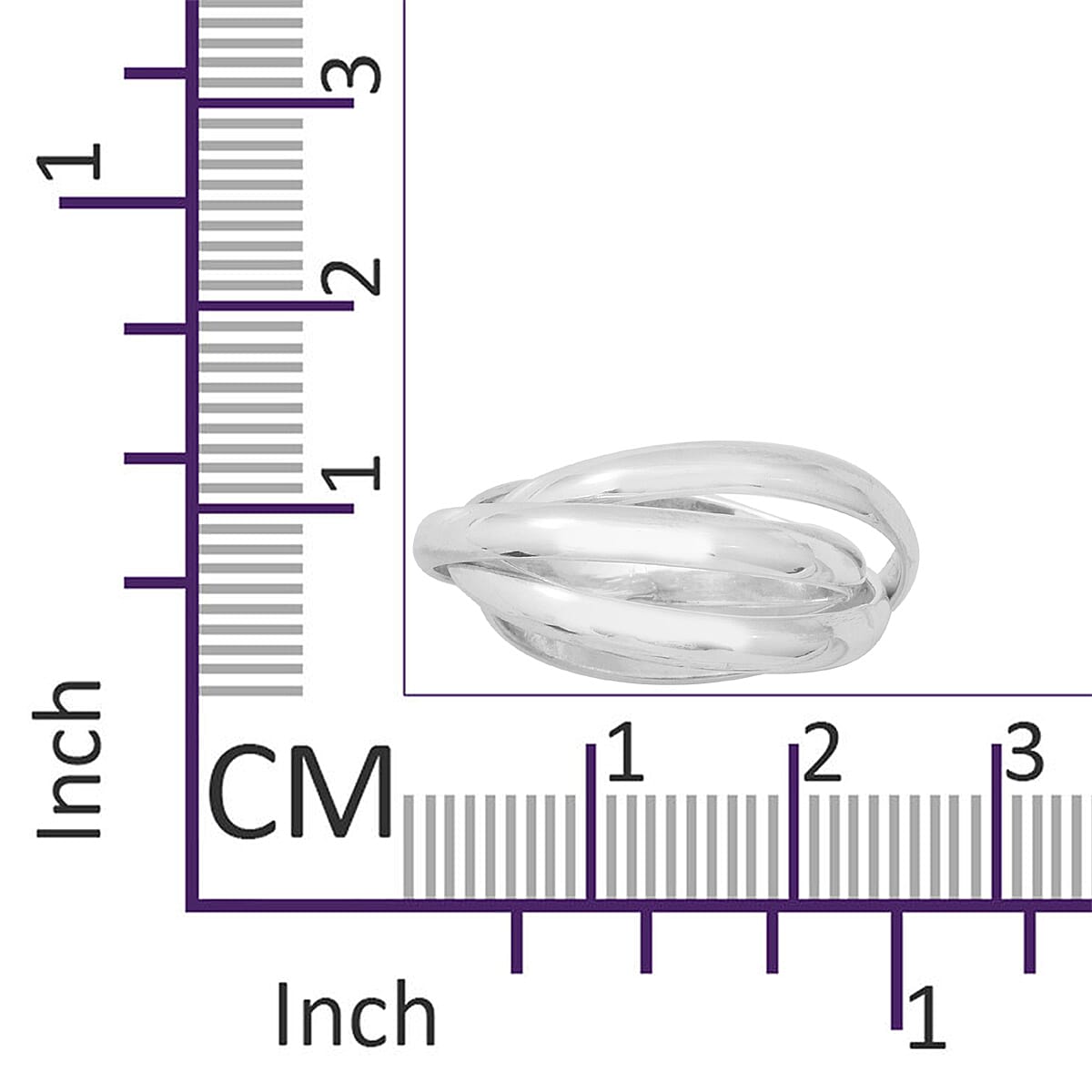 Limited Edition- Designer Inspired Sterling Silver Trinity Band Ring, Silver wt 5.65 Gms