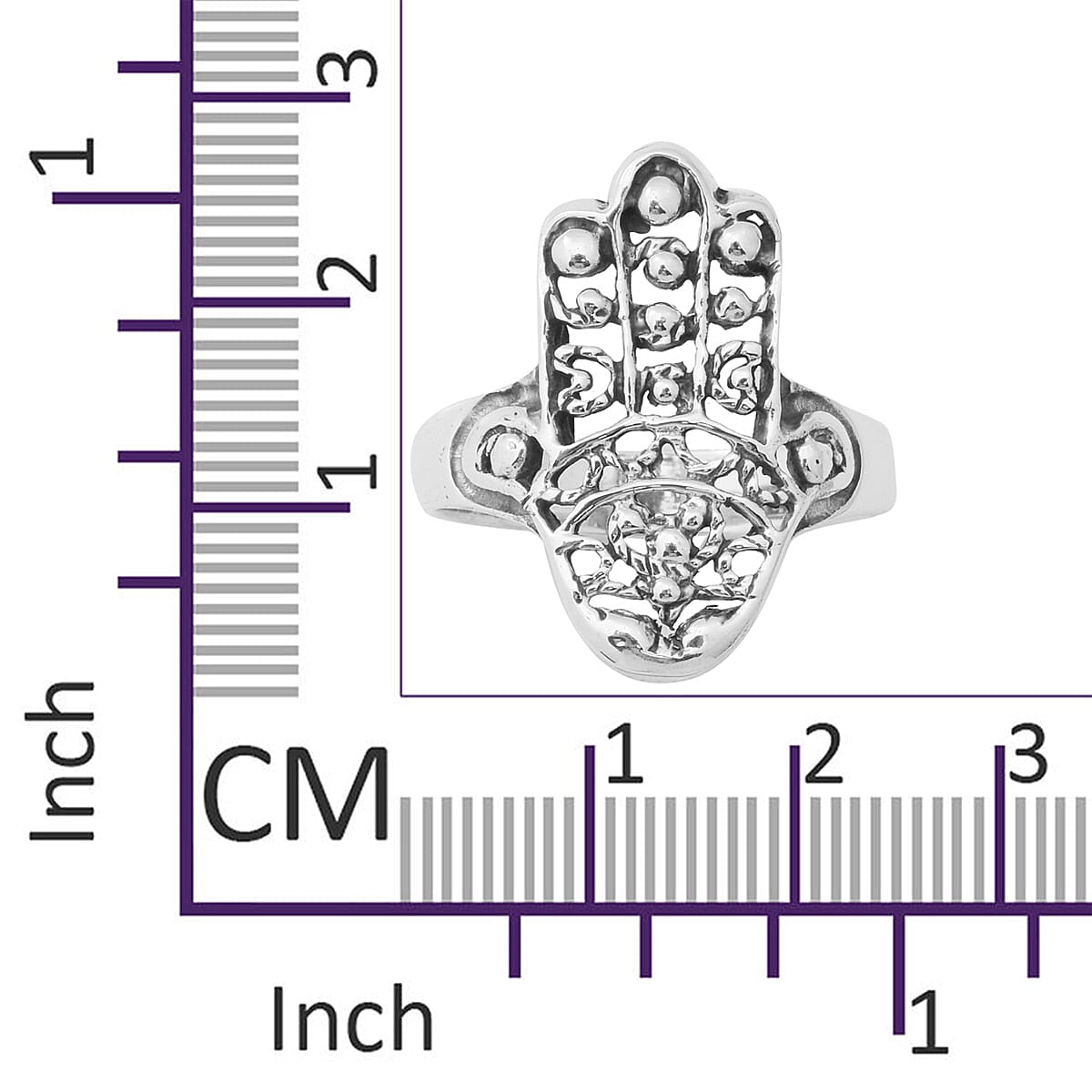 Sterling Silver Hamsa Hand Ring