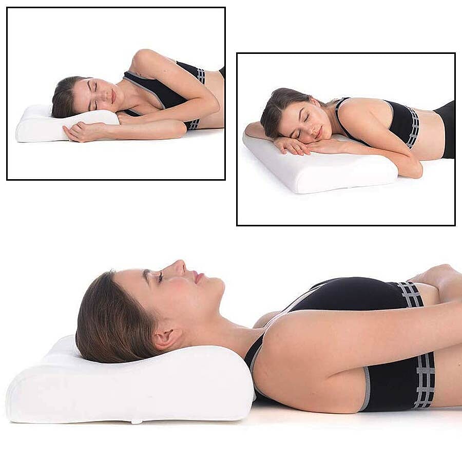Orthopaedic Moulded Memory Foam Pillow with 6 Shungite Plates and Removable Bamboo Cover (Size 50x30x11-6cm)