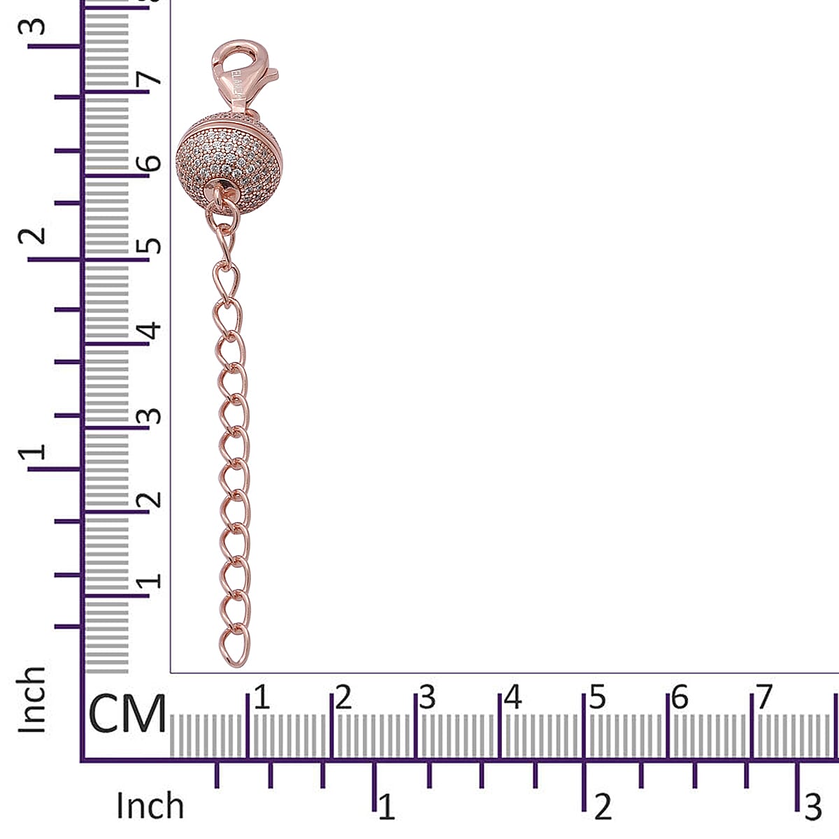 ELANZA Simulated Diamond (Rnd) Magnetic Lock Box in Rose Gold Overlay Sterling Silver