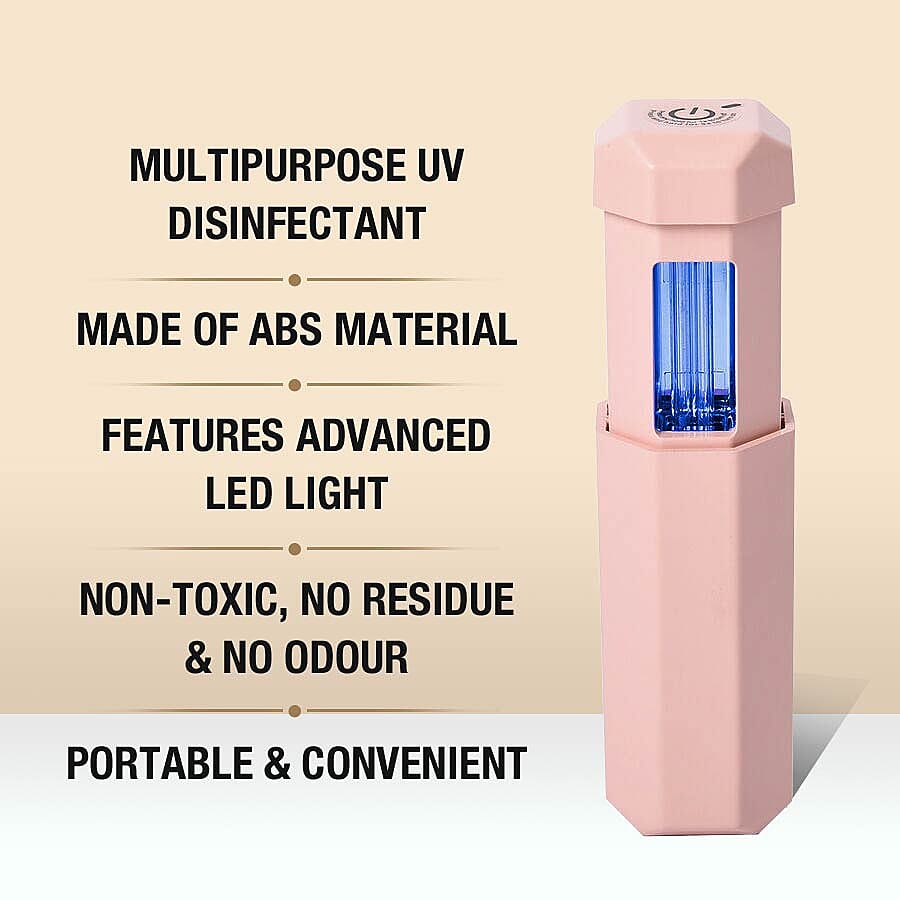 Portable Handheld USB Rechargeable UV Light Sanitiser - Pink