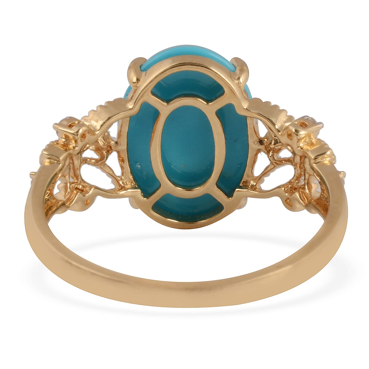 ILIANA 18K Yellow Gold AAA Arizona Sleeping Beauty Turquoise (Ovl 14x10mm), Diamond Ring 4.64 Ct.
