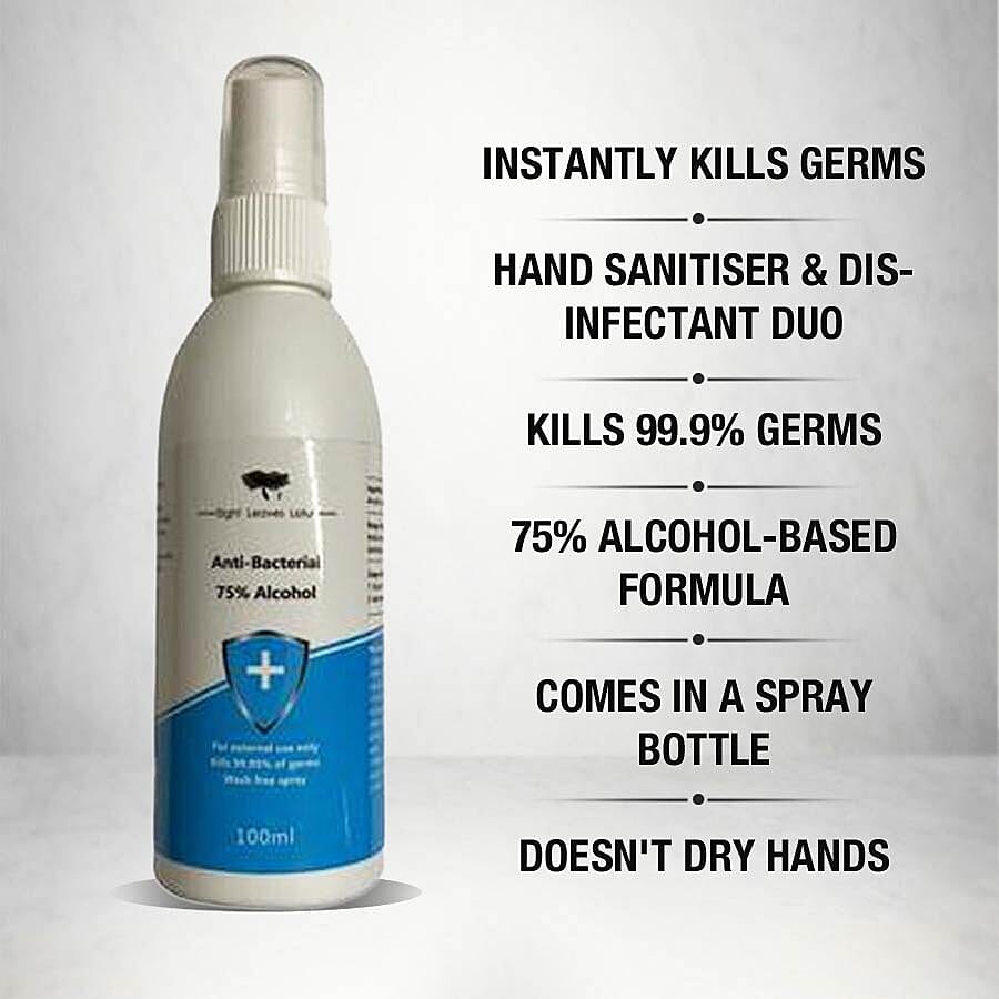 2-IN-1: Eight Leaves Lotus 100ml Hand Sanitiser - 75% Alcohol Anti Bacterial & Disinfectant Mist