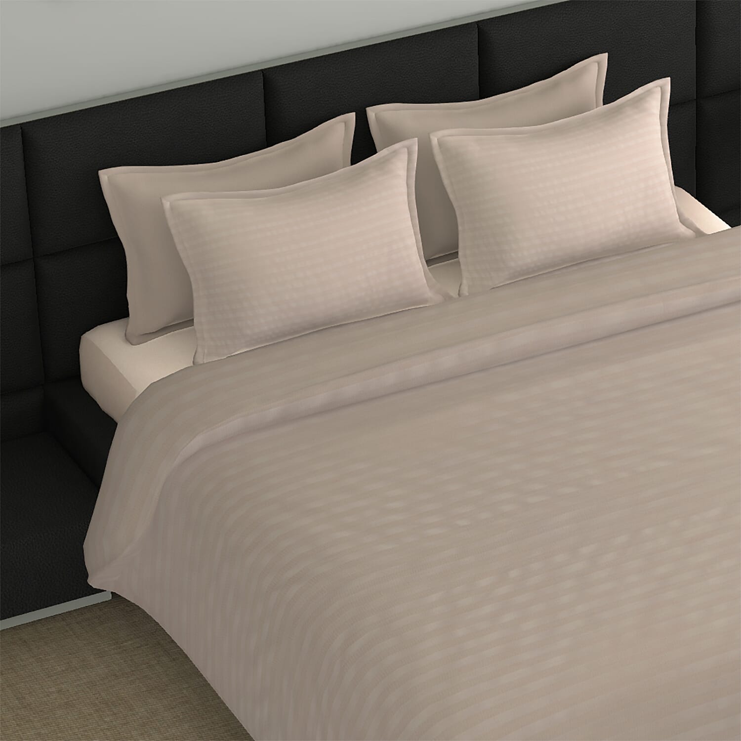 7 Piece Set -  Bedding Set including 1 Duvet with Duvet Cover (135x200cm), 2 Pillows with Pillow Covers (50x70cm), 1 Fitted Bedsheet (90x190+30cm) - Cream Single