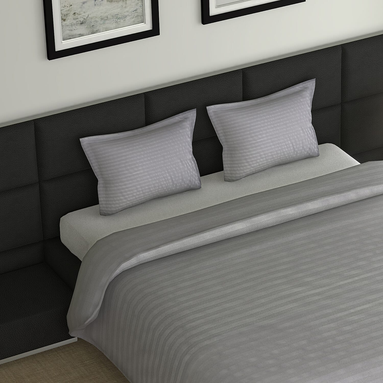 7 Piece Set - Bedding Set including 1 Duvet with Duvet Cover (220x225cm), 2 Pillows with Pillow Covers (50x75cm), 1 Fitted Bedsheet (150x200cm) - Grey King