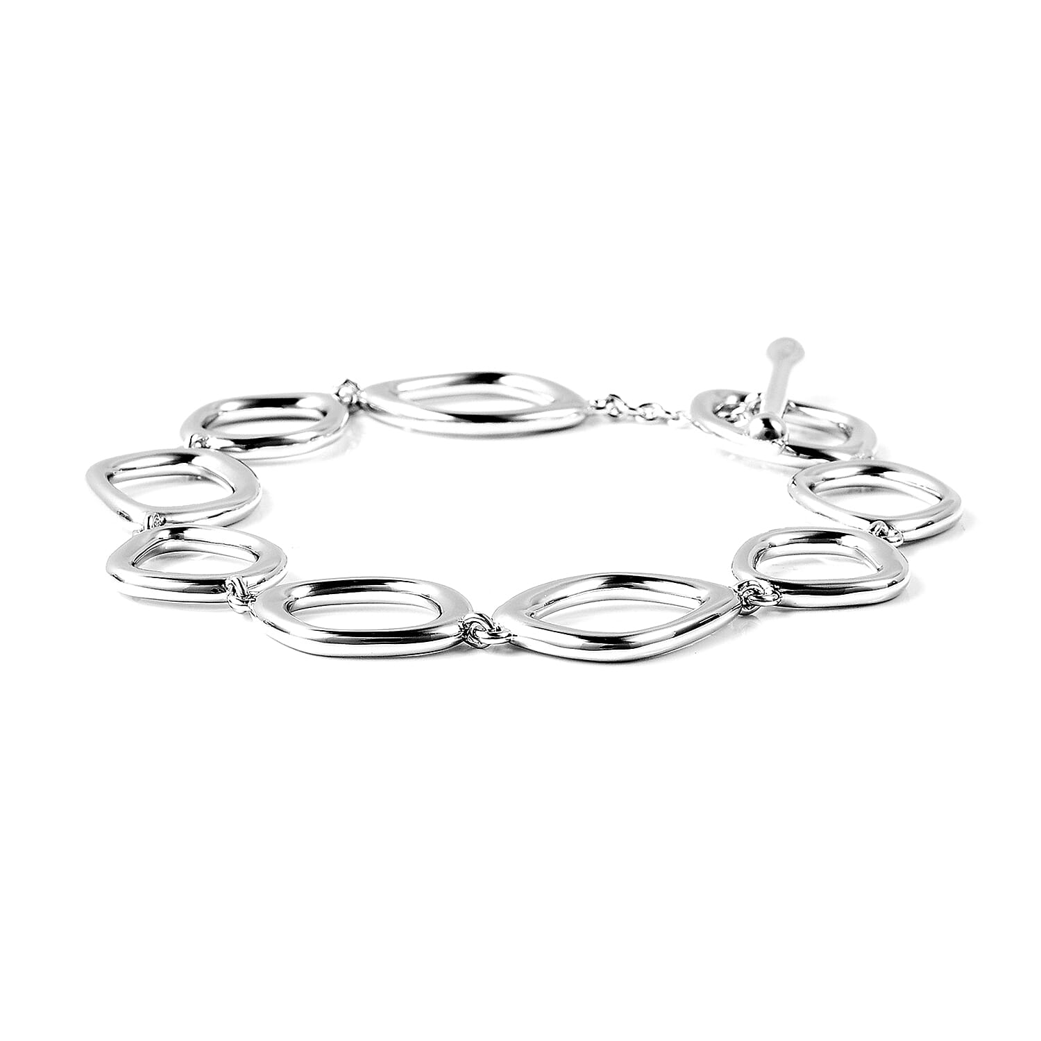 LucyQ Fluid Design Bracelet (Size 8) in Rhodium Overlay Sterling Silver