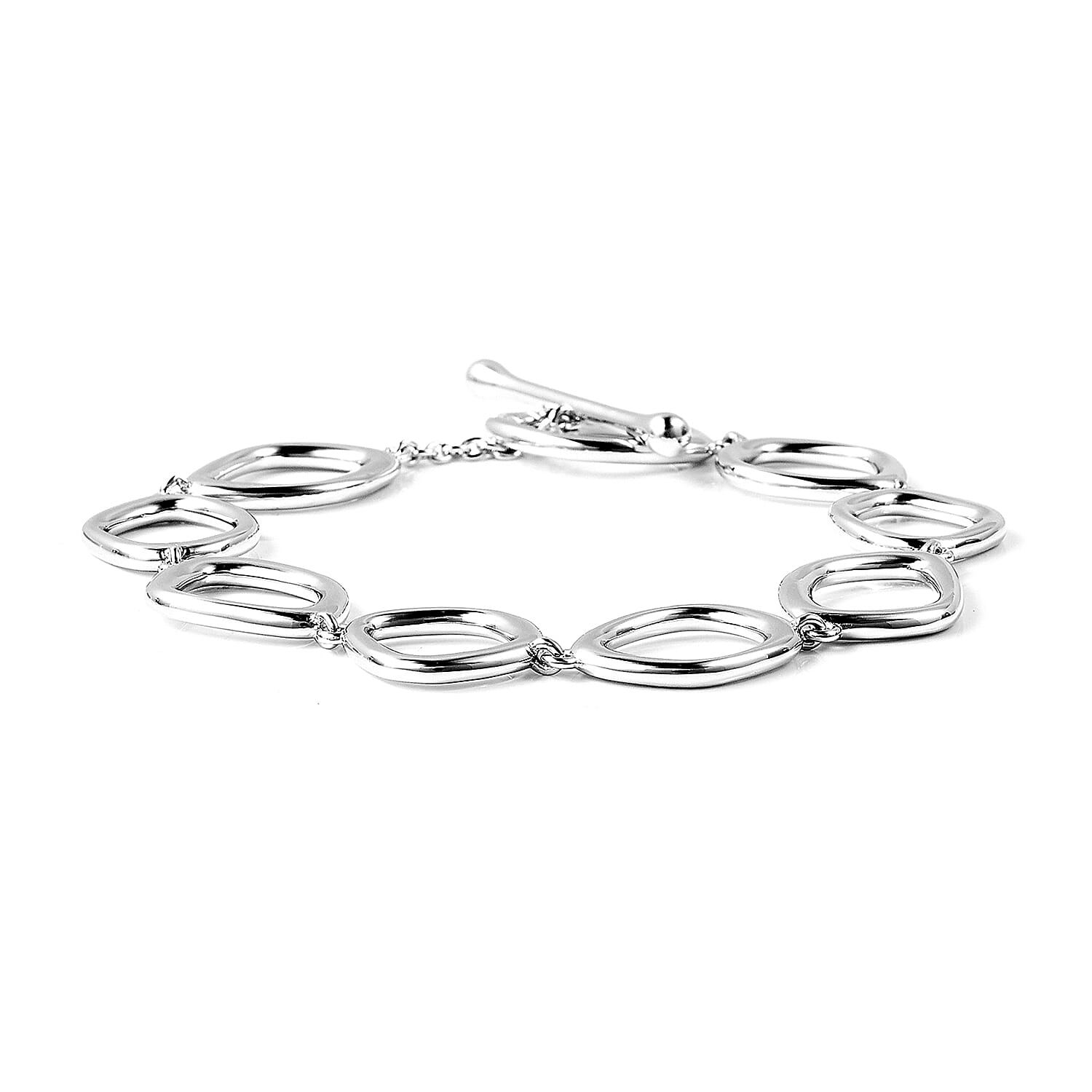 LucyQ Fluid Design Bracelet (Size 8) in Rhodium Overlay Sterling Silver