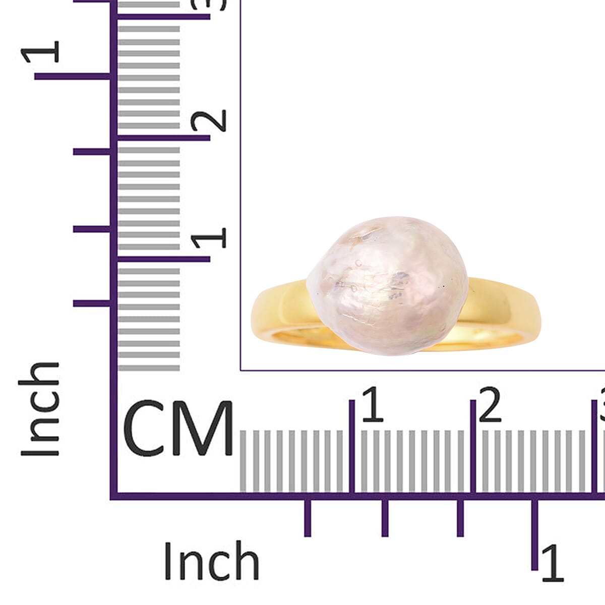 White Pearl Ring in Yellow Gold Plated Sterling Silver