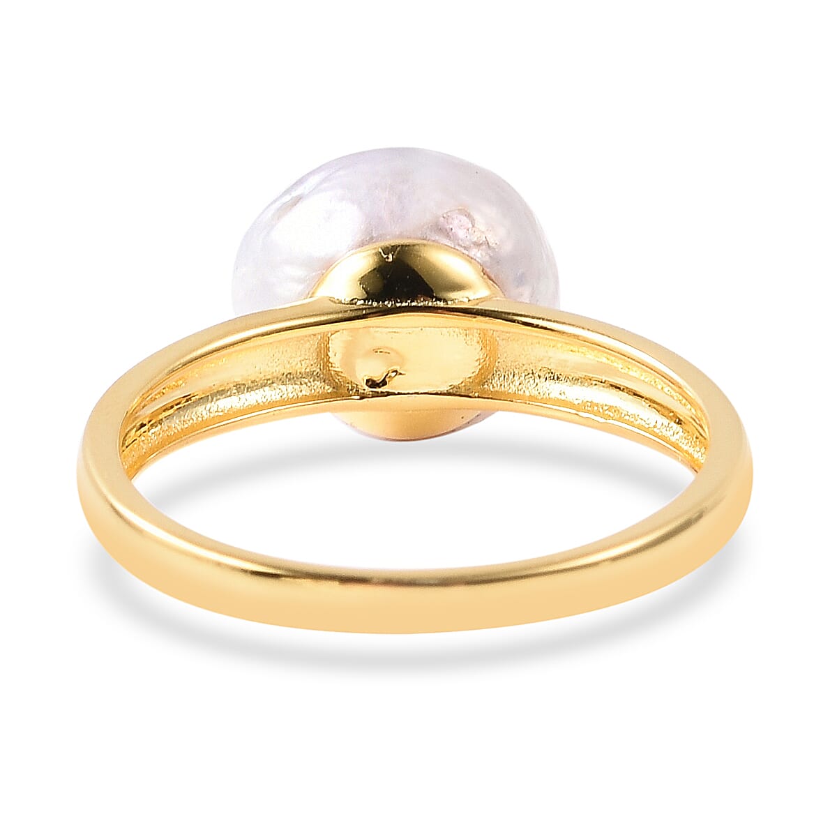 White Pearl Ring in Yellow Gold Plated Sterling Silver