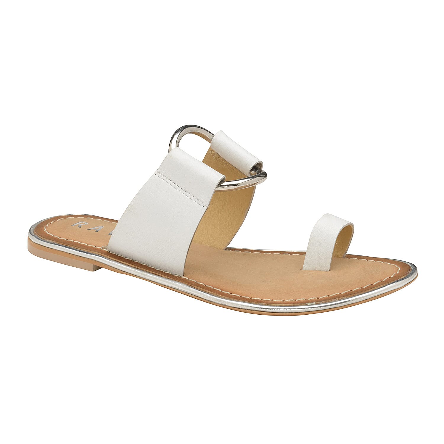 Ravel Franklin Leather Flat Sandals (Size 3) - White