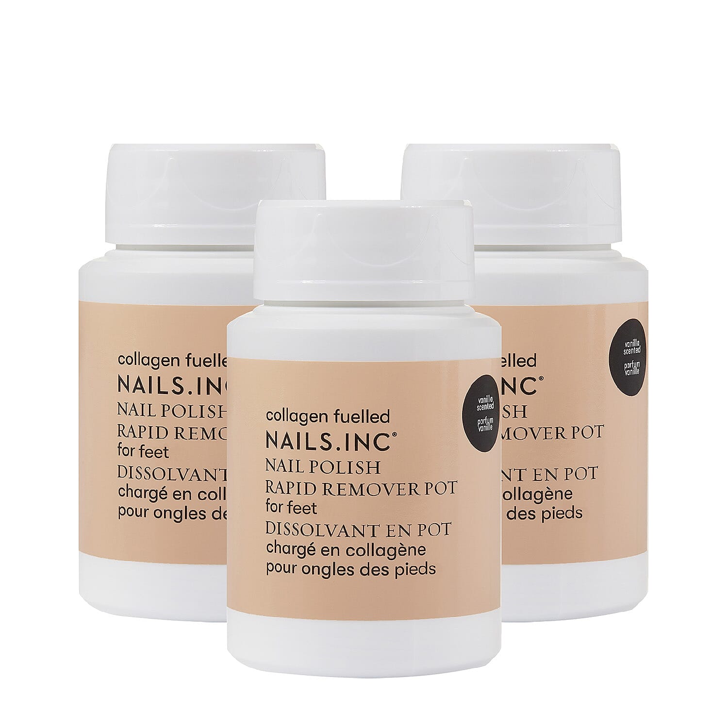 Nails Inc- Vanilla Nail Polish Remover Pot for Hands & Feet (Trio Set)