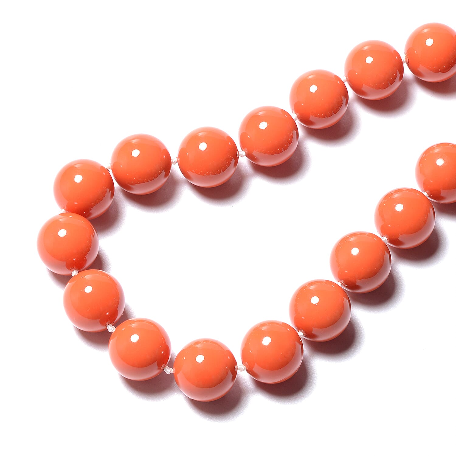 Living Coral Colour Shell Pearl (Rnd 15-17mm) Necklace (Size 20) in Rhodium Overlay Sterling Silver with Magnetic Lock