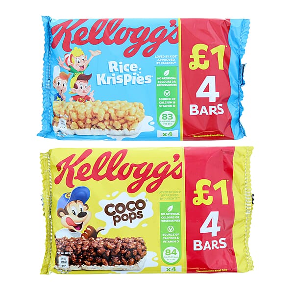 Kelloggs Coco Pops and Rice Krispies Cereal Bar 4X20g (Set of 4