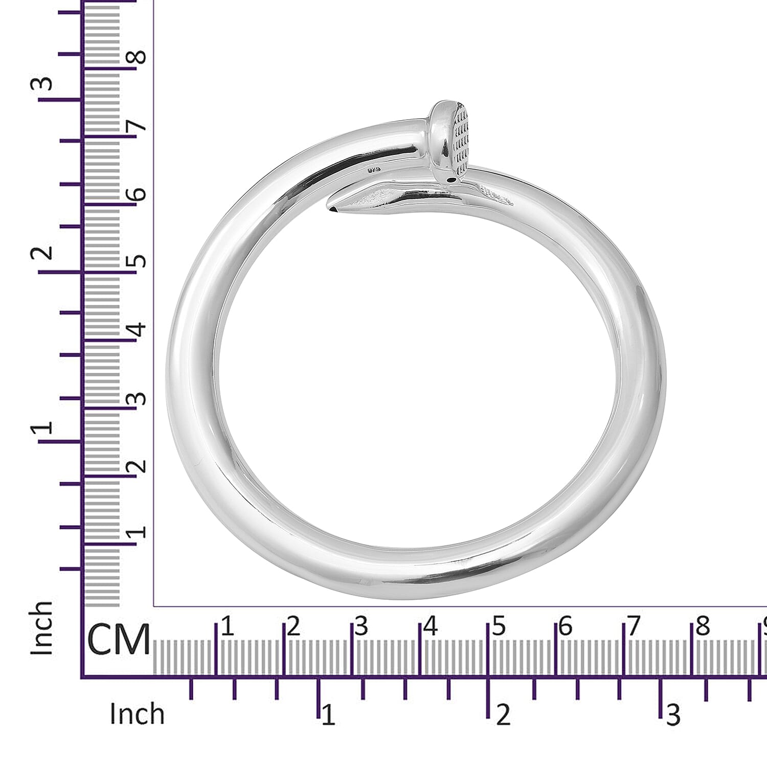 Thai Sterling Silver Nail Bangle (Size 7.25)