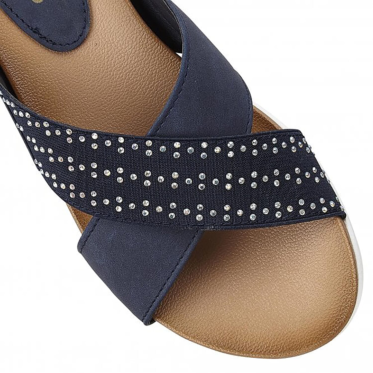 Lotus Navy Sharon Flat Mule Sandals (Size 7)