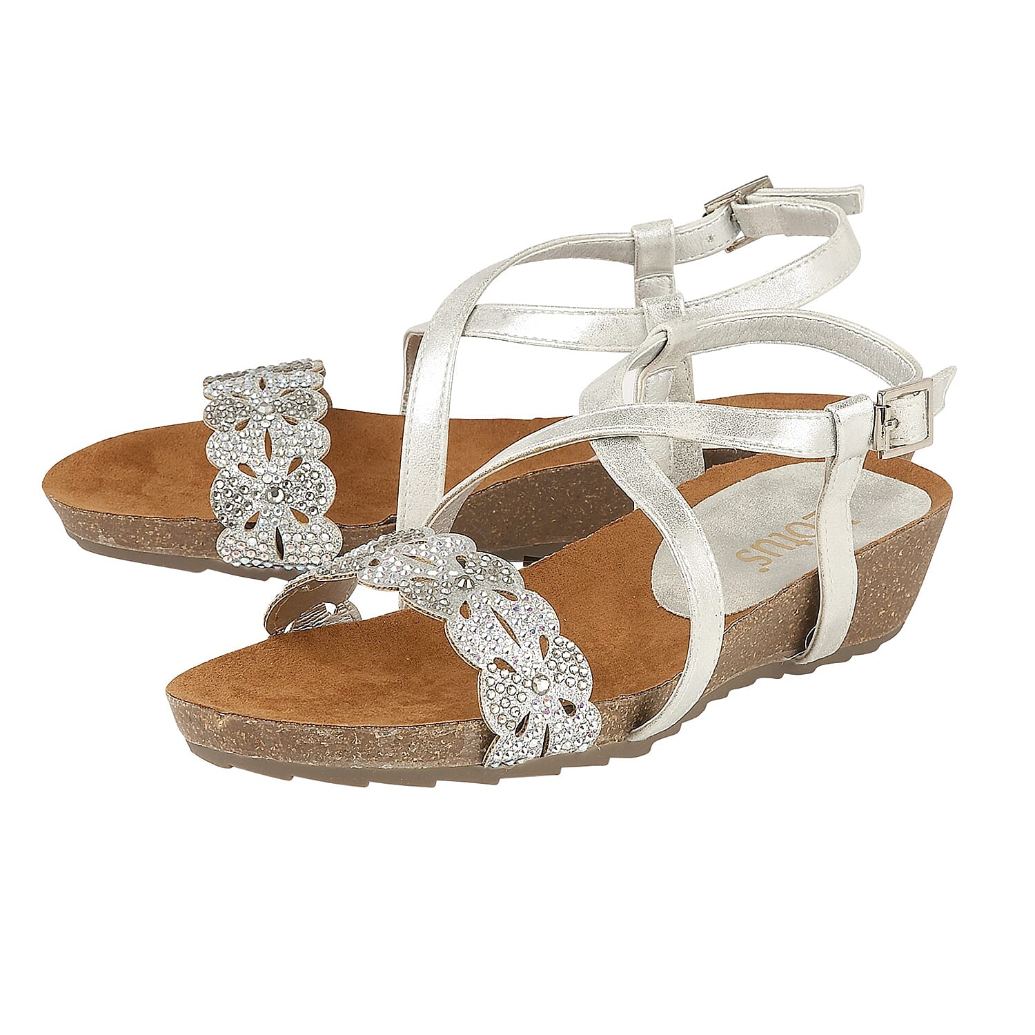Lotus Silver Glitz Sienna Wedge Sandals