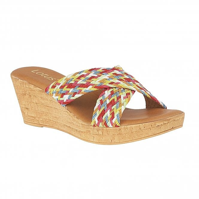 Lotus Rainbow-Multi Jacinta Mule Wedge Sandals (Size 3)