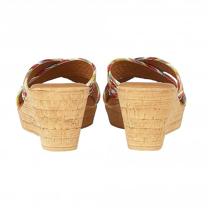 Lotus Rainbow-Multi Jacinta Mule Wedge Sandals (Size 3)