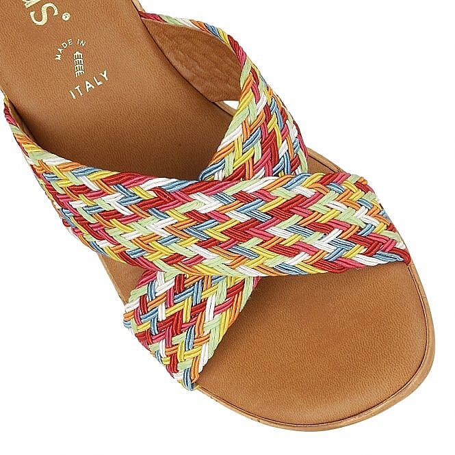 Lotus Rainbow-Multi Jacinta Mule Wedge Sandals (Size 3)