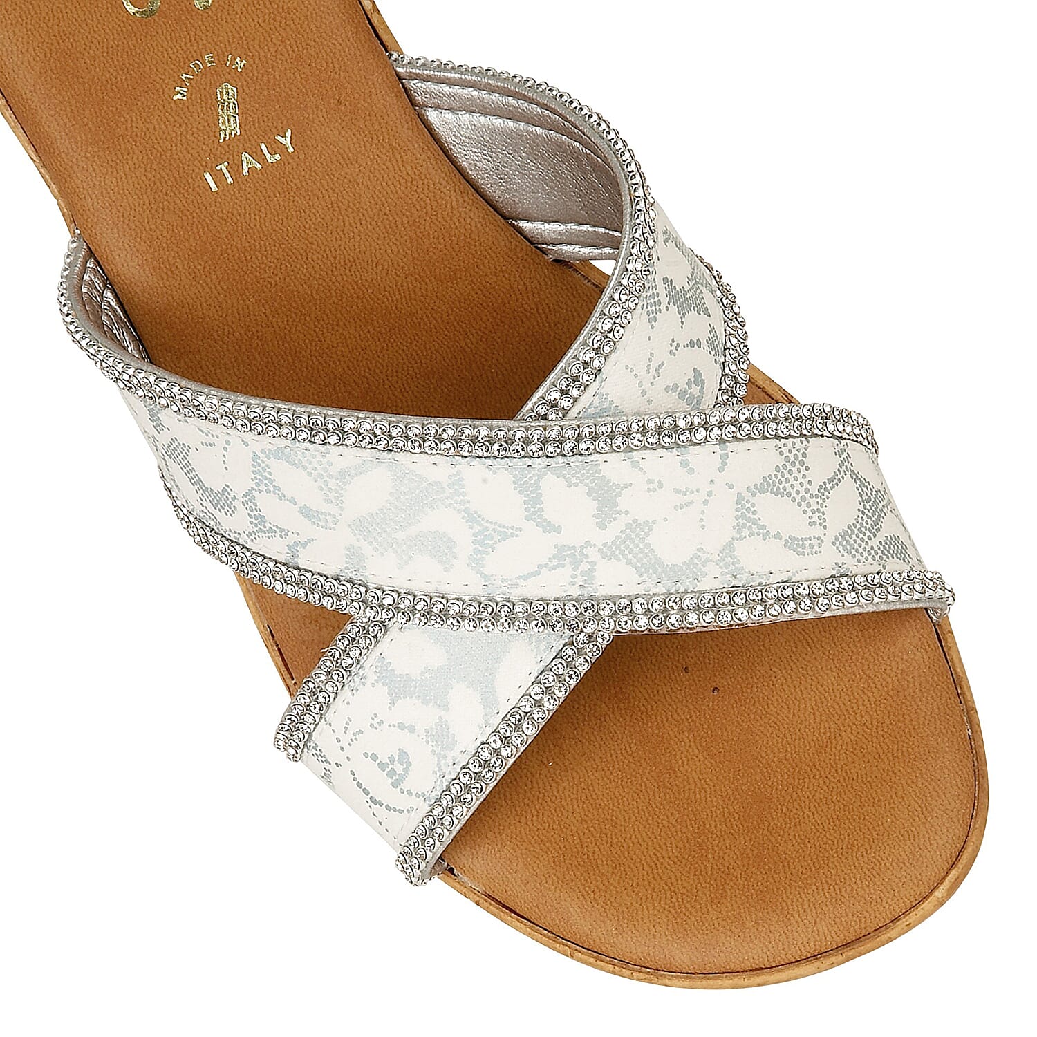 Lotus White Perla Mule Wedge Sandals