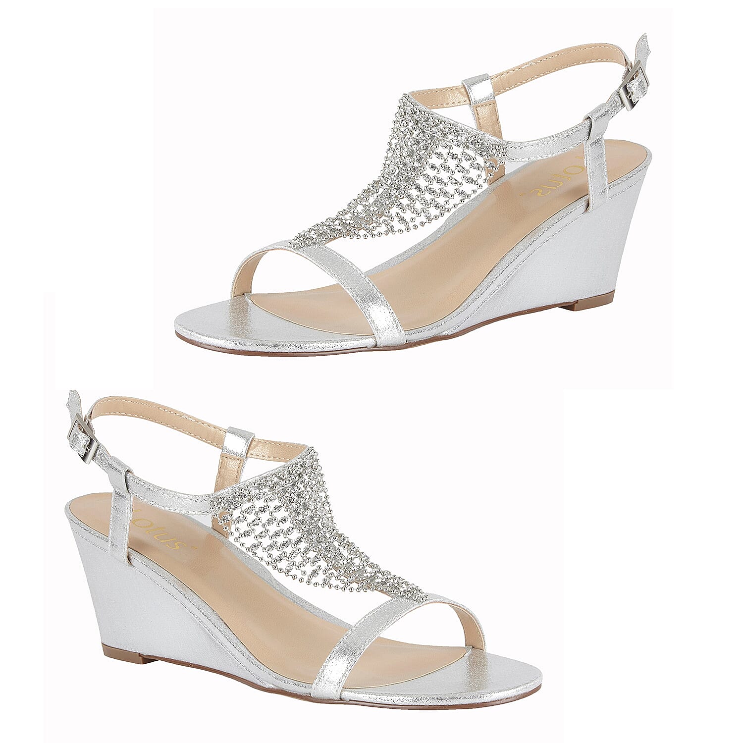 Lotus silver wedge sales sandals