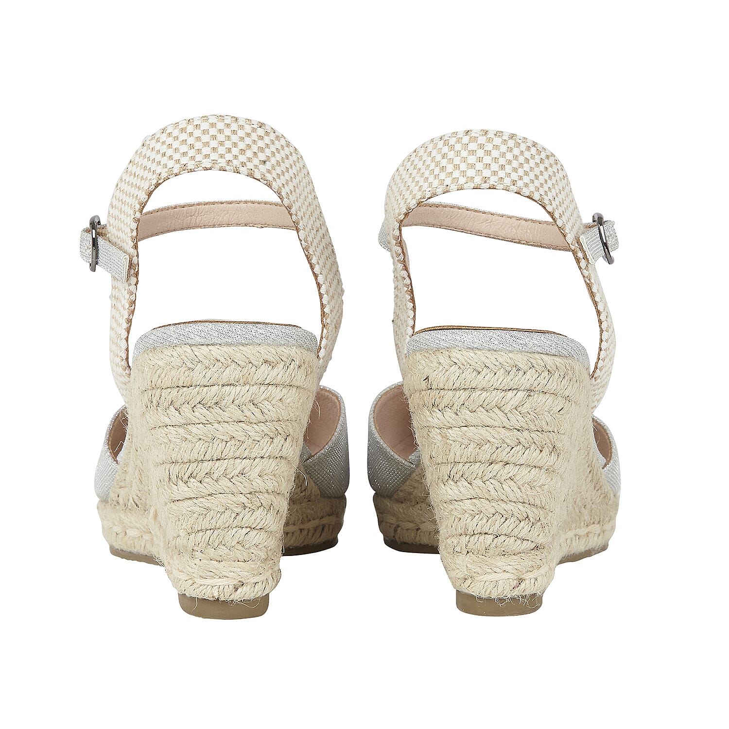Lotus Silver Shimmer Textile Maira Wedge Shoes (Size 4)